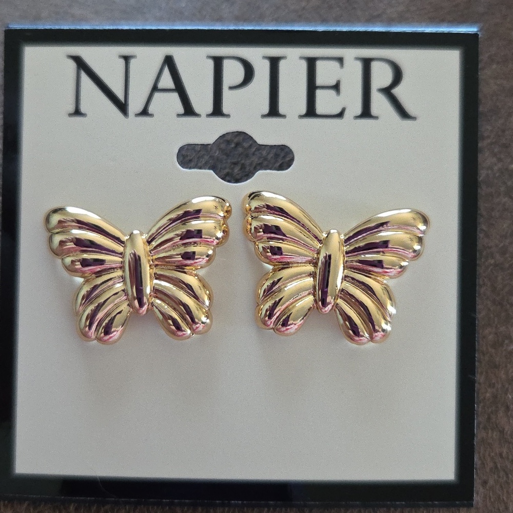 Napier Gold Butterfly Stud Earrings